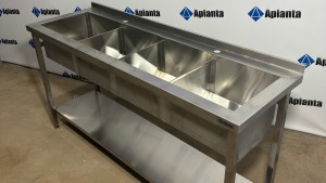 Ванна моечная четырёхсекционная с полкой
